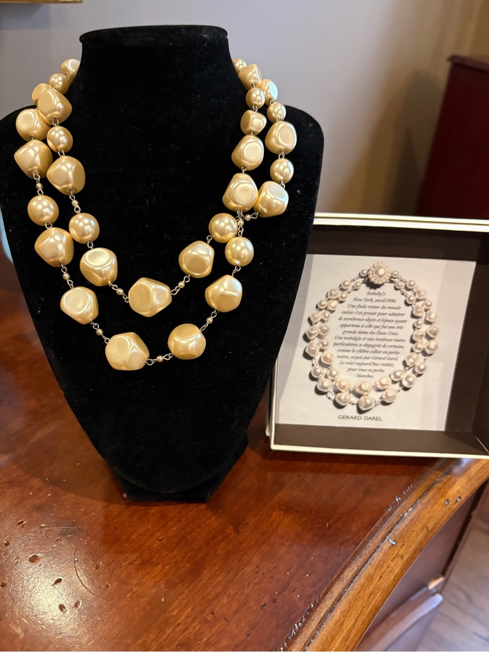 Gerard Darel Pearl-Tone Double Strand Necklace in Champagne